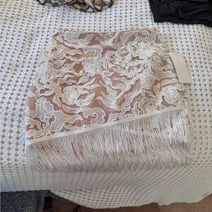 12th Tribe Cream and White Lace Mini Skirt